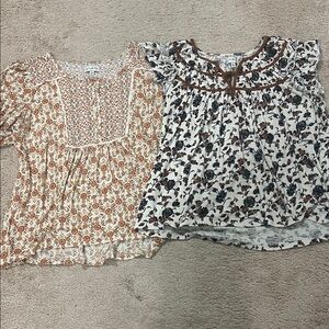 Wonderly Floral Blouses in Cream and Brown